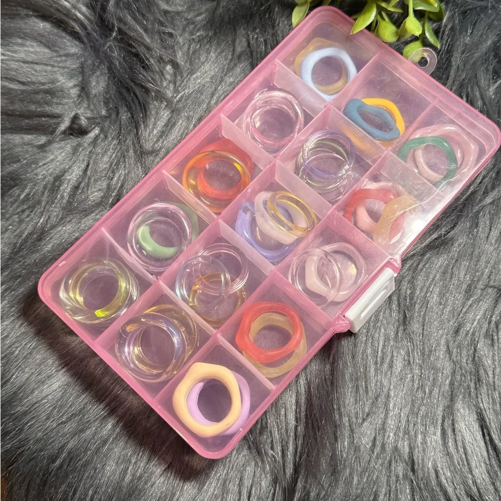 Colorful Resin Stacking Rings Set - Picture 7 of 7